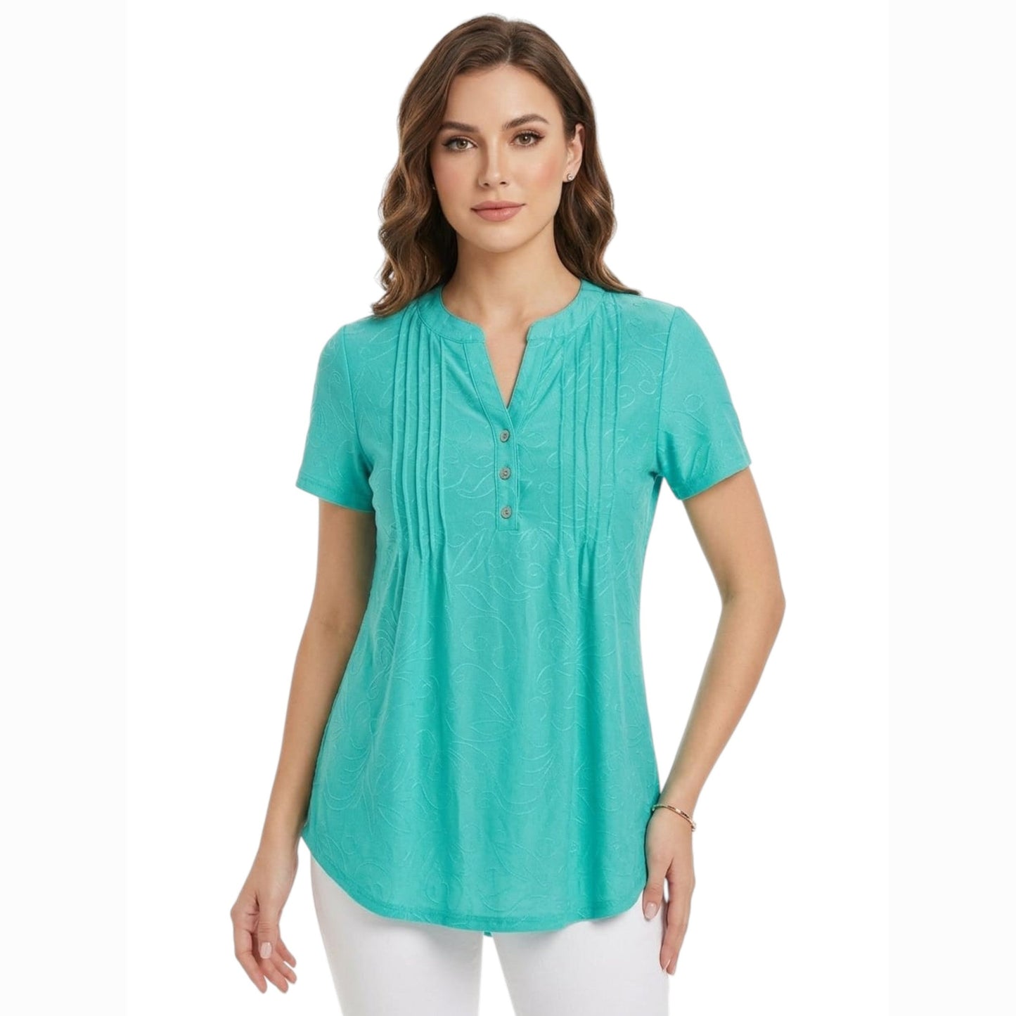 Women's Embroidered Top,Aqua