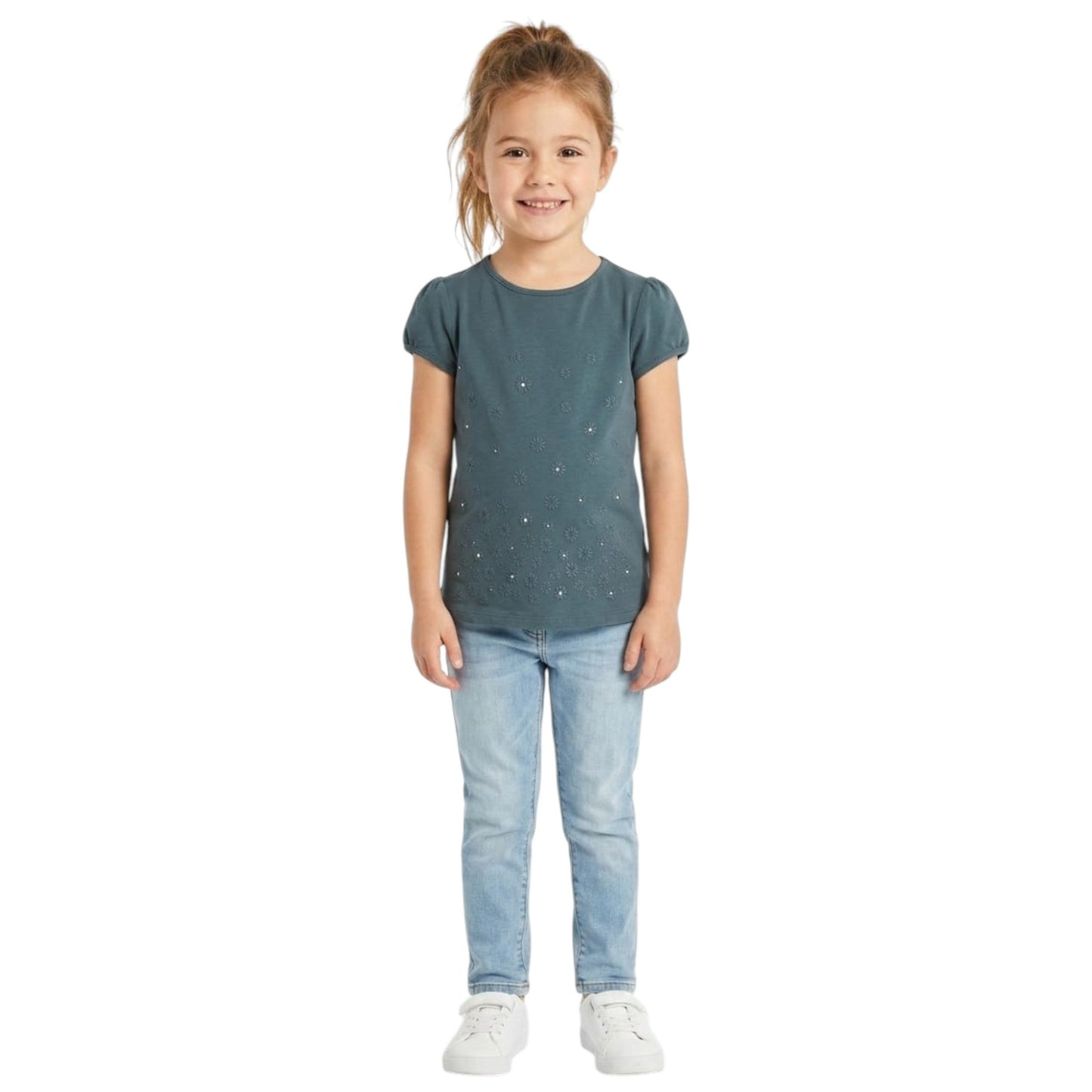 Kids Girl's Printed Top,Grey