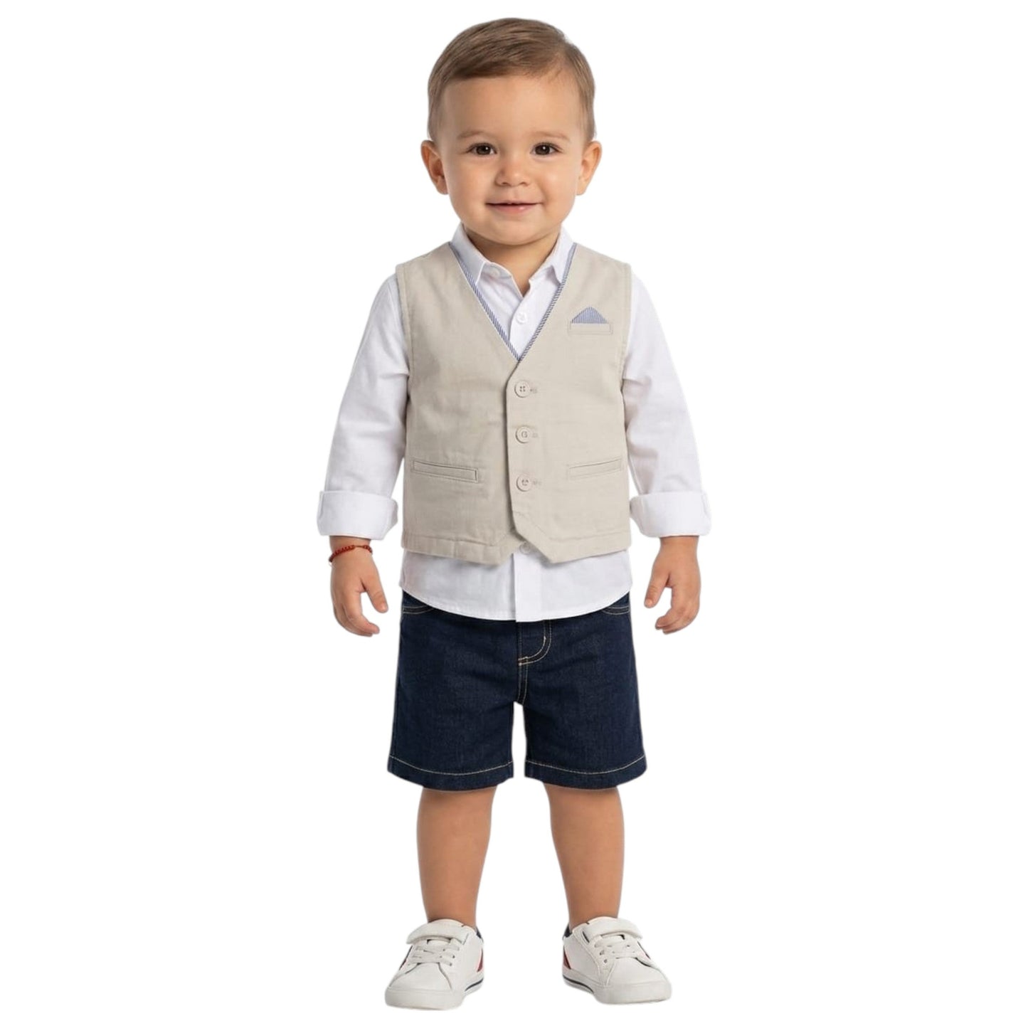 Kids Boy's Plain Vest,Stone