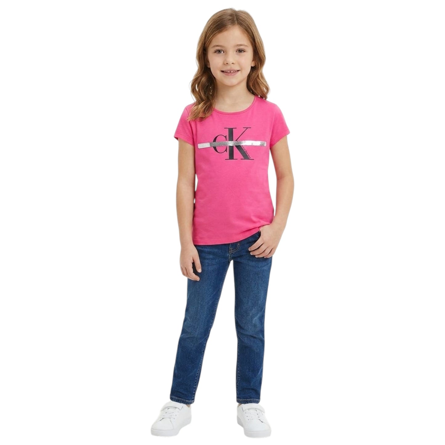 Kids Girl's Brand Logo Printed Top,Pink