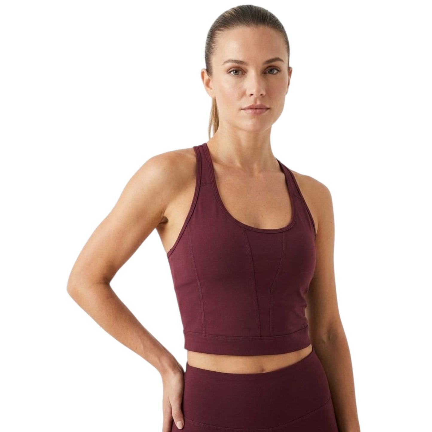 Women's Plain Sport Bra,Burgundy