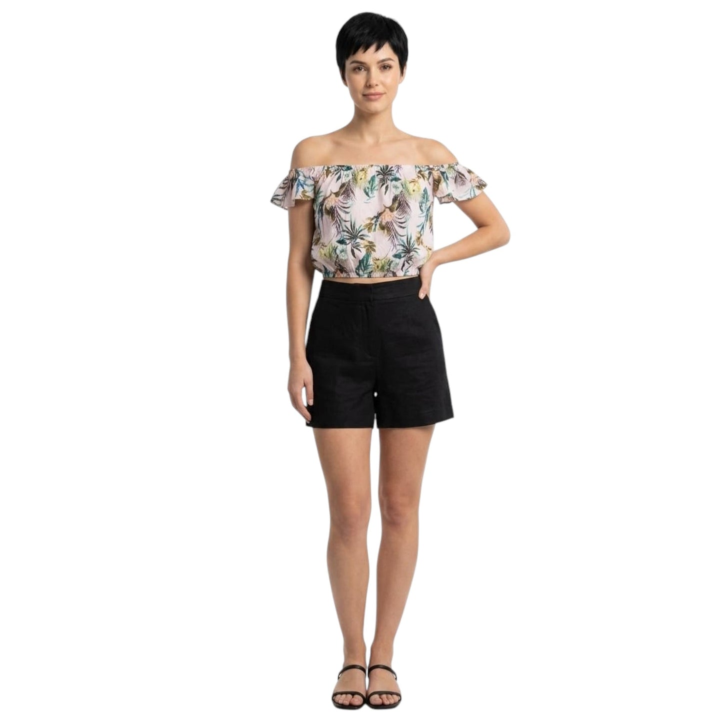 Women's Printed Cold Shoulders Top,Multi