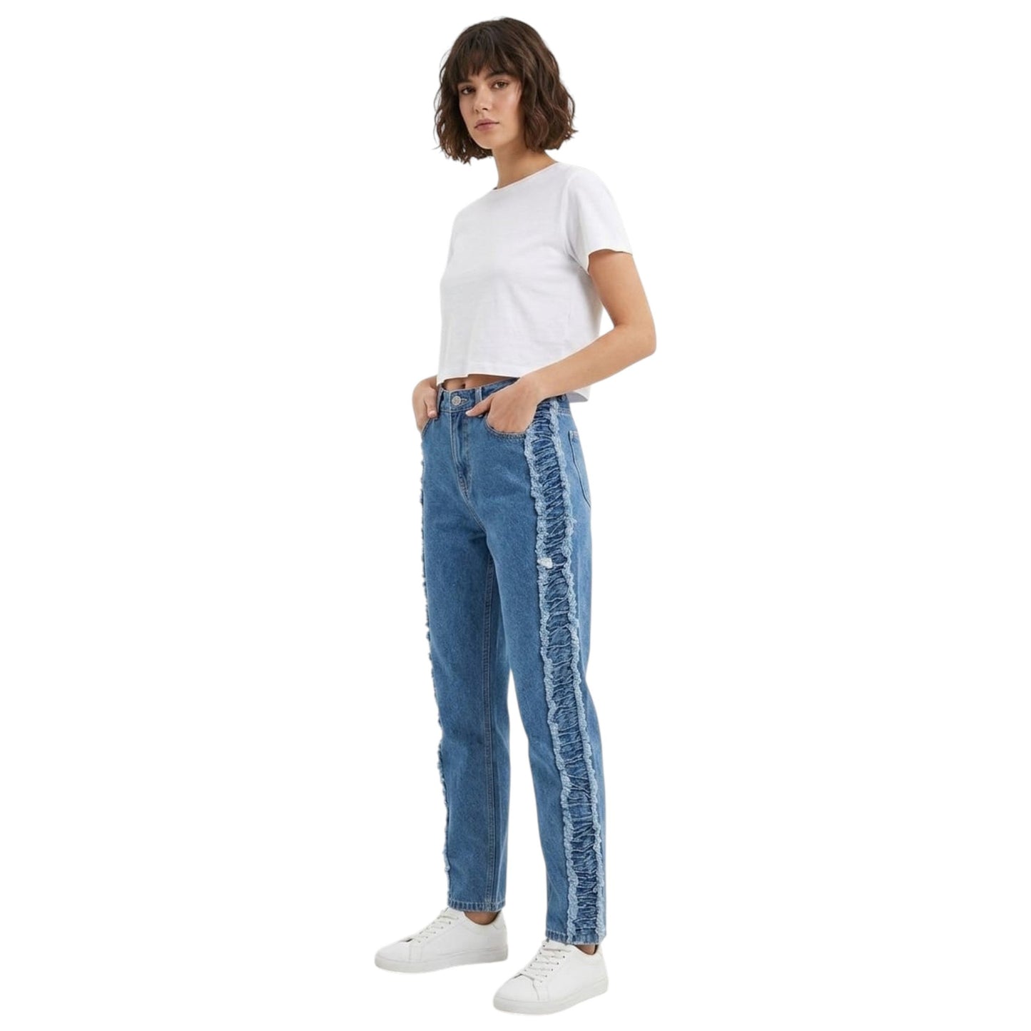 Women's Textured Jeans,Blue