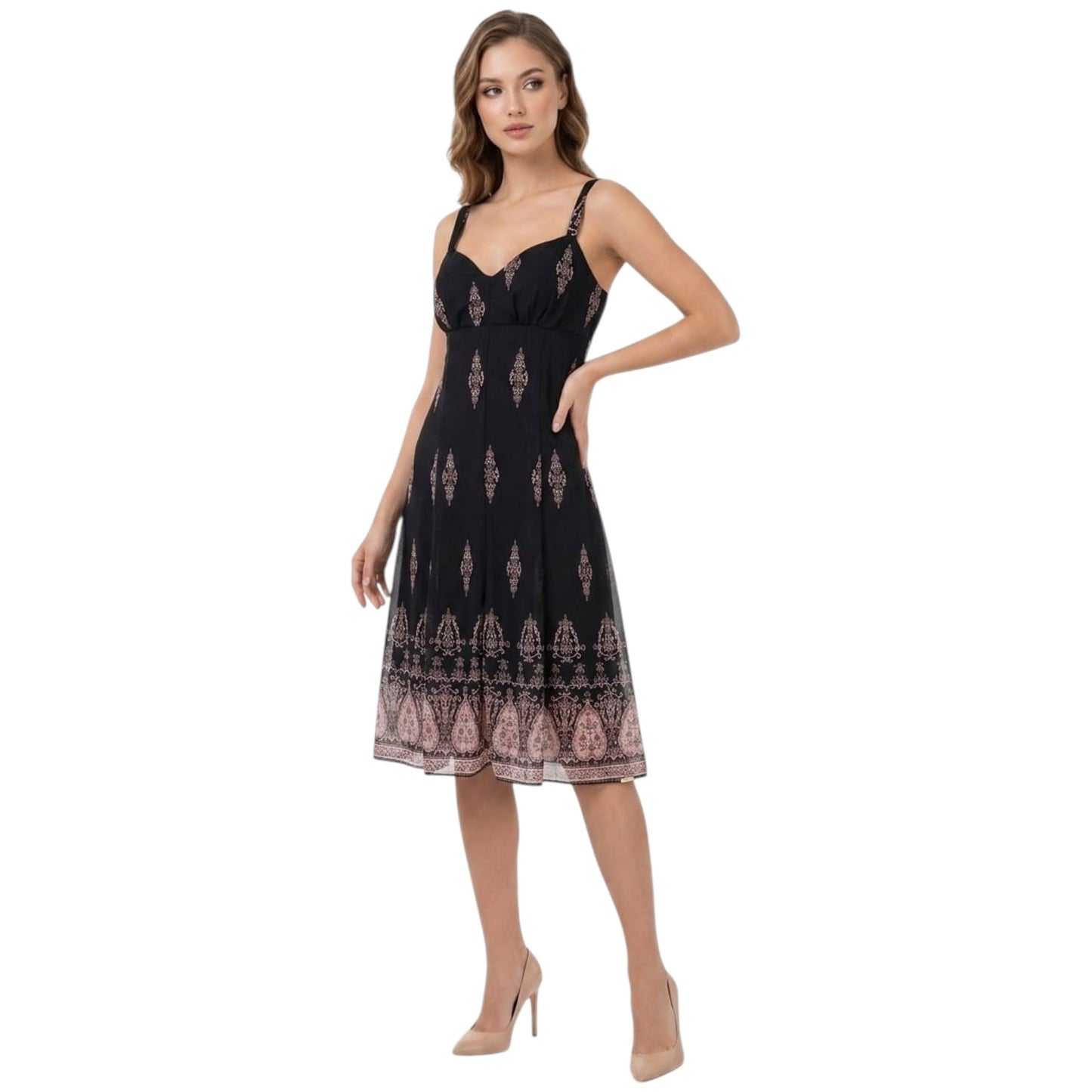 Women's Printed Dress,Black