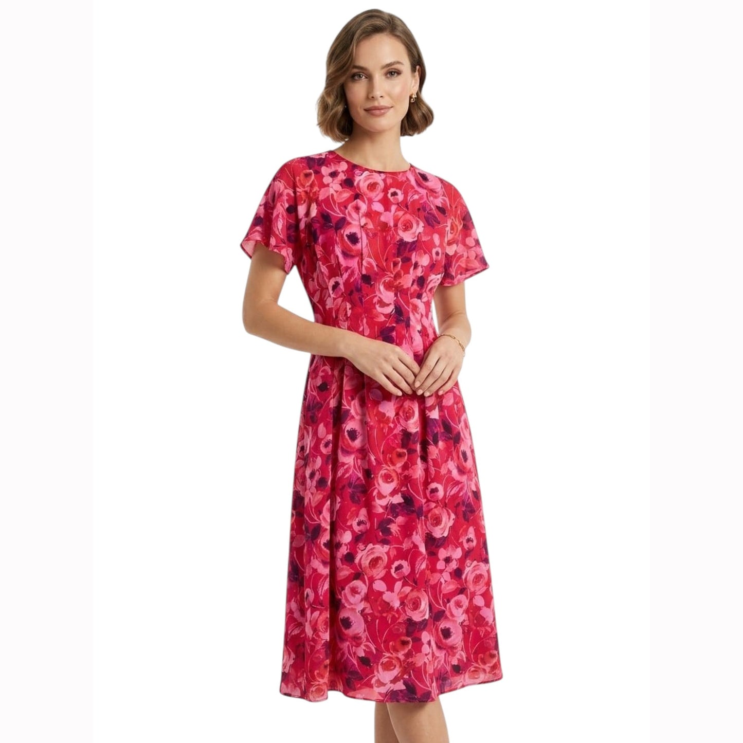 Women's Printed Dress,Red Coral