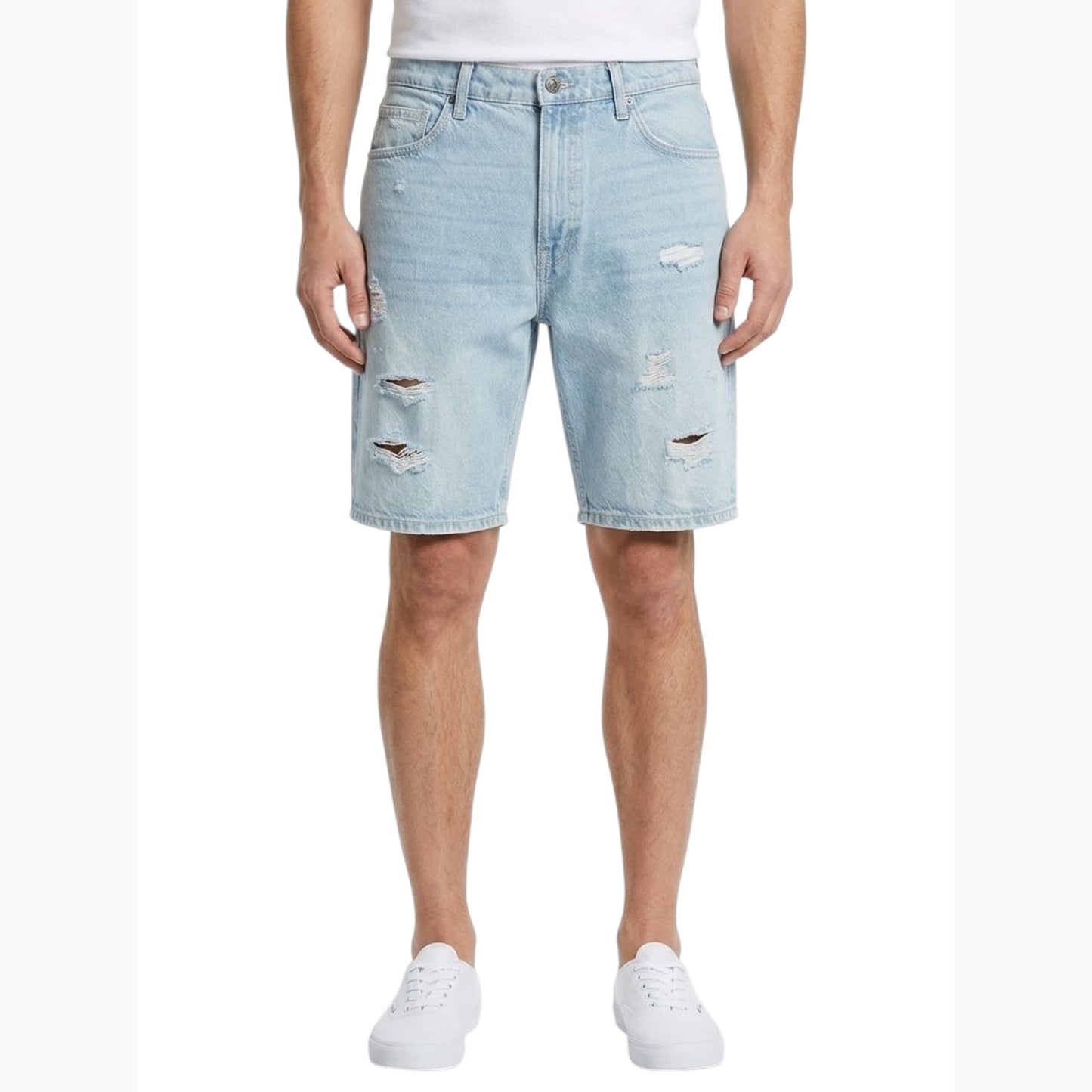 Men's Cropped Jeans Short,Blue