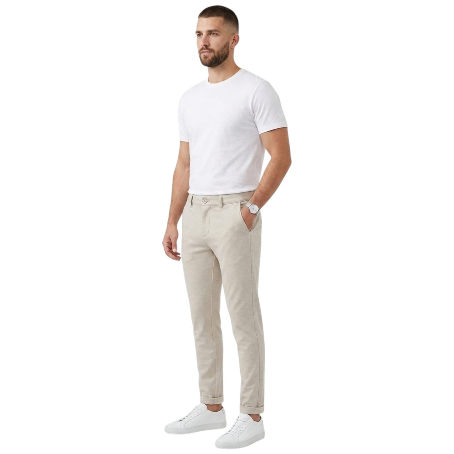 Men's Plain Pant,Light Beige