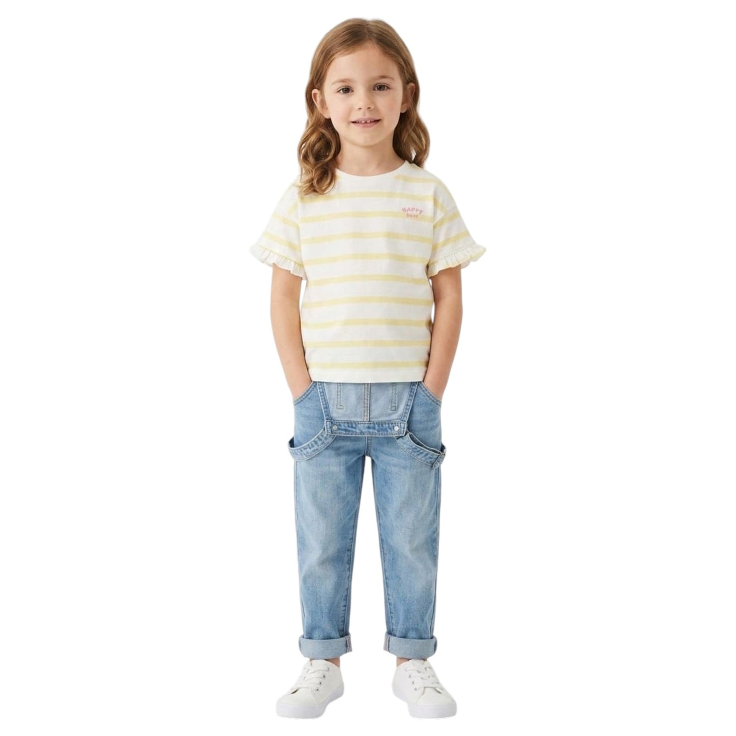 Kids Girl's Stripped Top,White