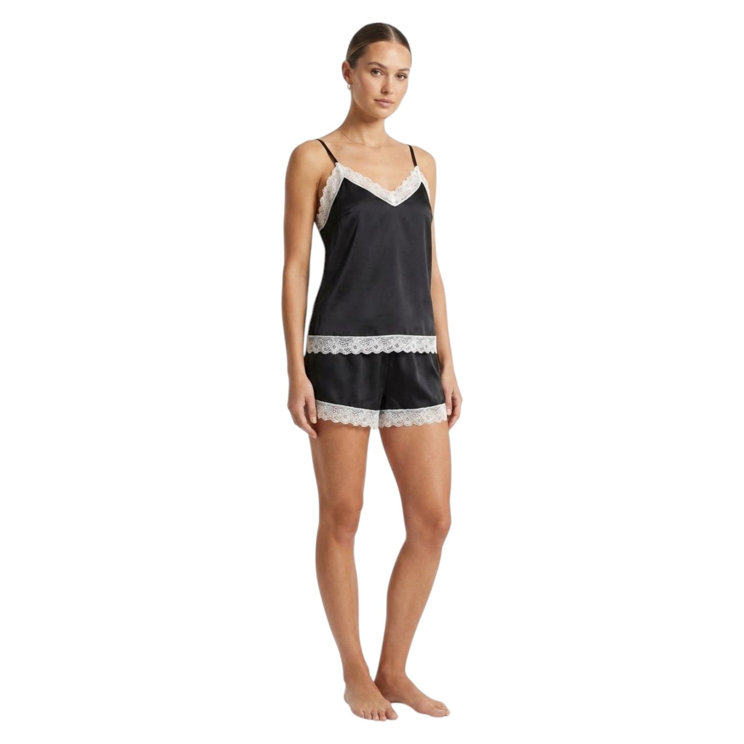 Women's Lace Sleepwear Set,Black