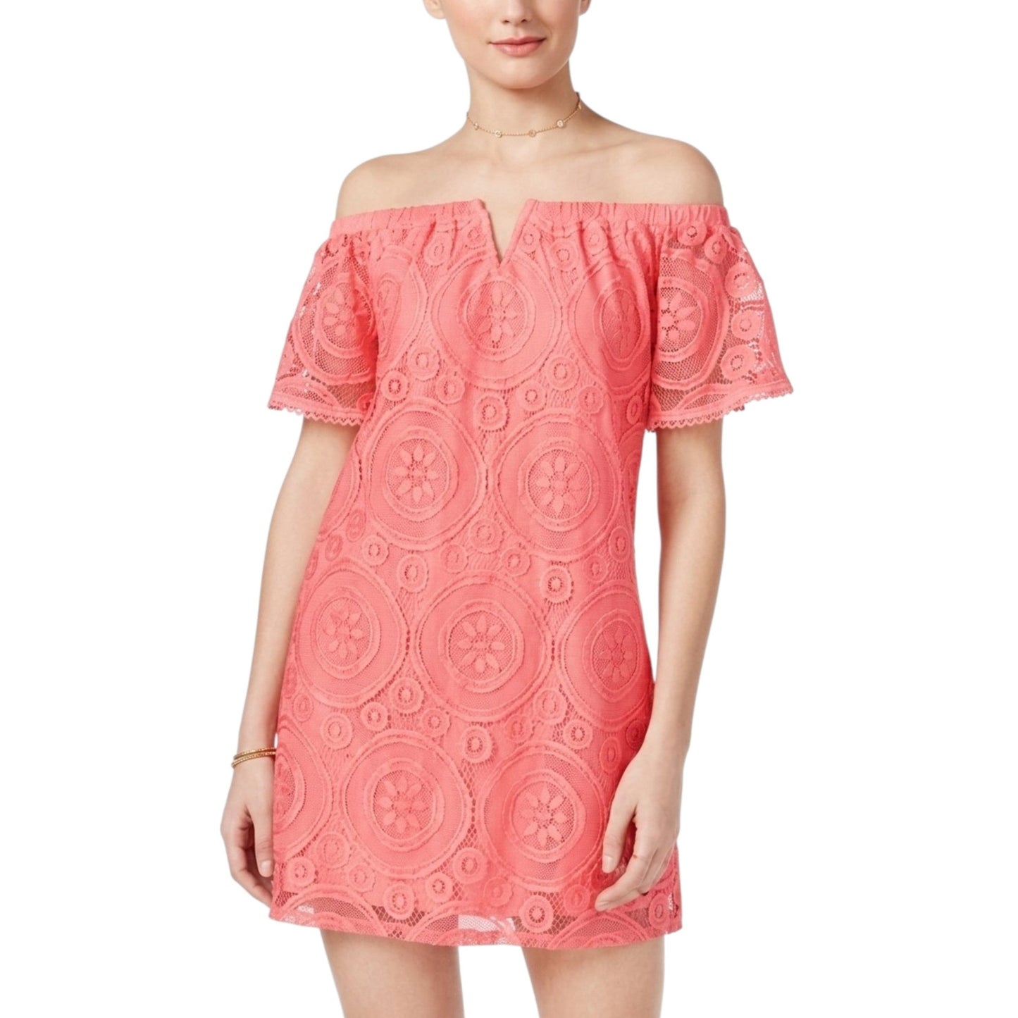 Women's Cold Shoulders Knitted Dress,Pink