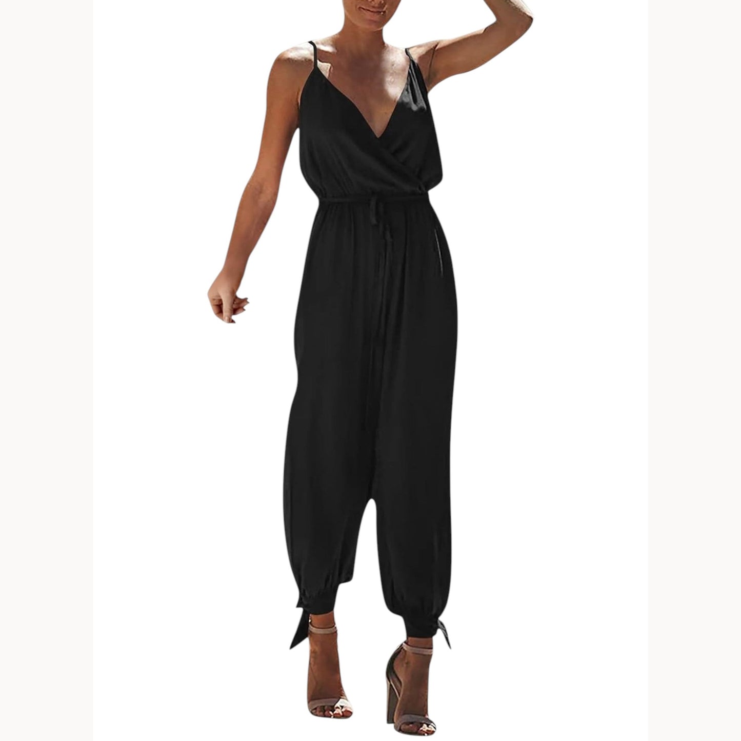 Women's Plain Jumpsuit,Black