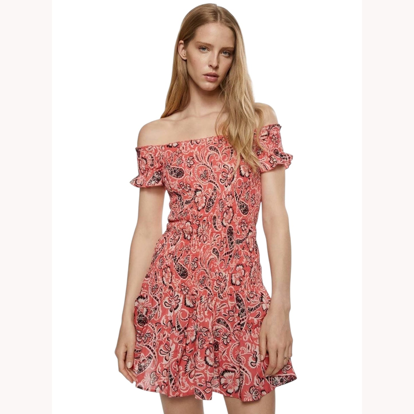 Women's Cold Shoulders Printed Dress,Pink