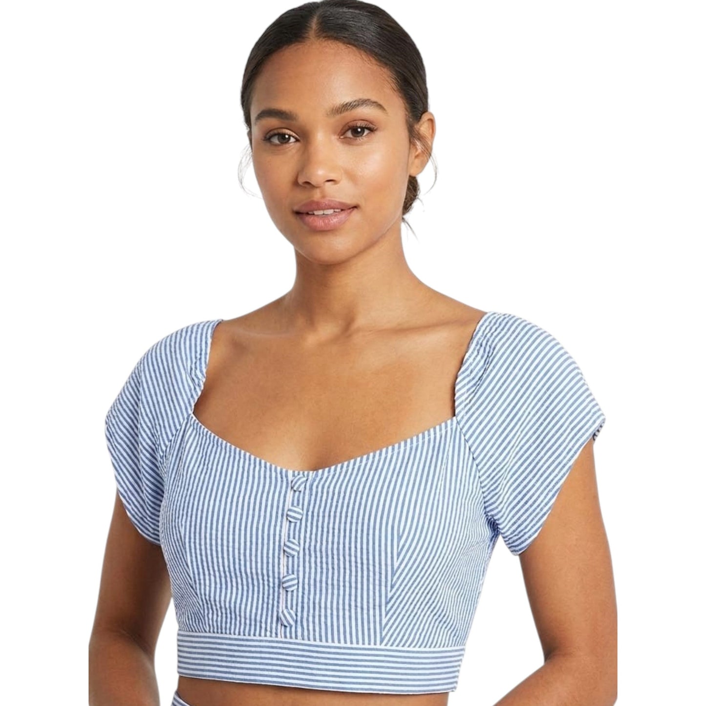 Women's Striped One Pieces Tankini Top,Blue