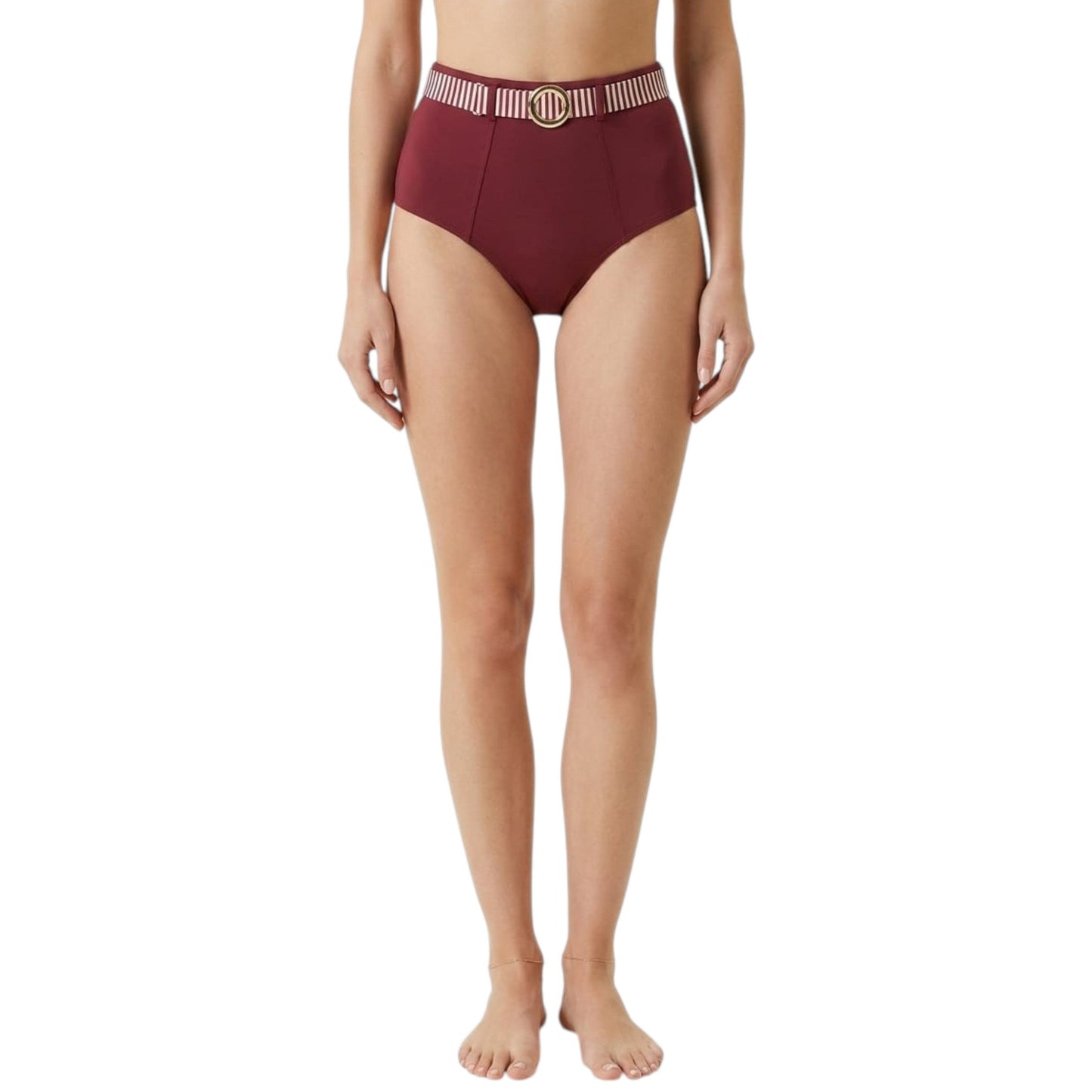 Women's Plain High waist Bikini Bottom,Burgundy