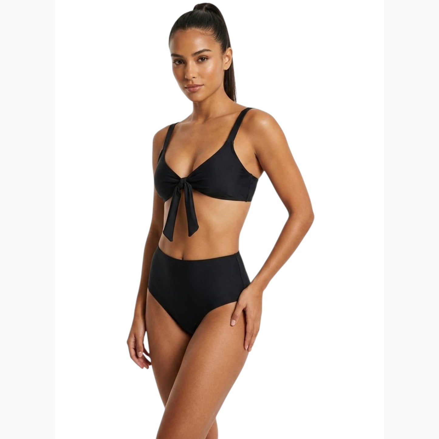 Women's Plain Solid Bikini Top,Black