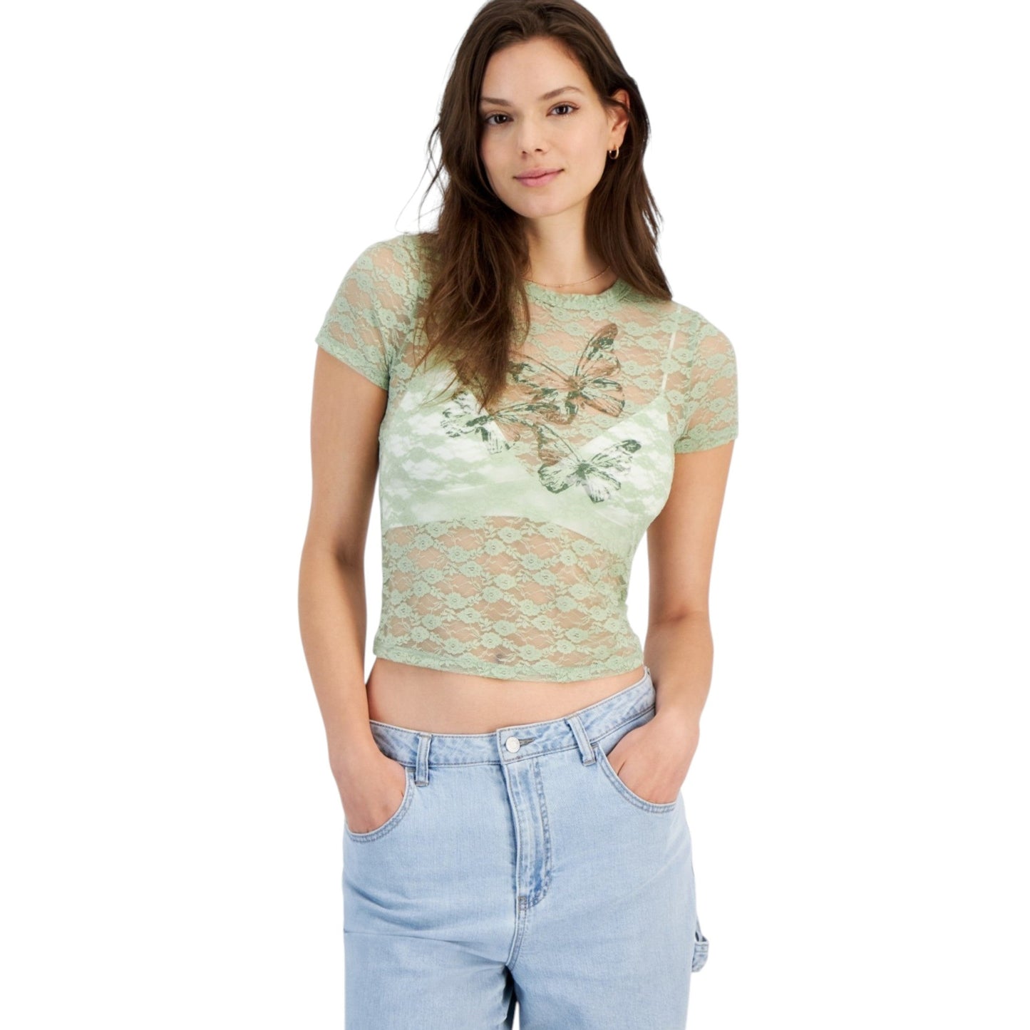 Women's Printed Lace,Mint Green