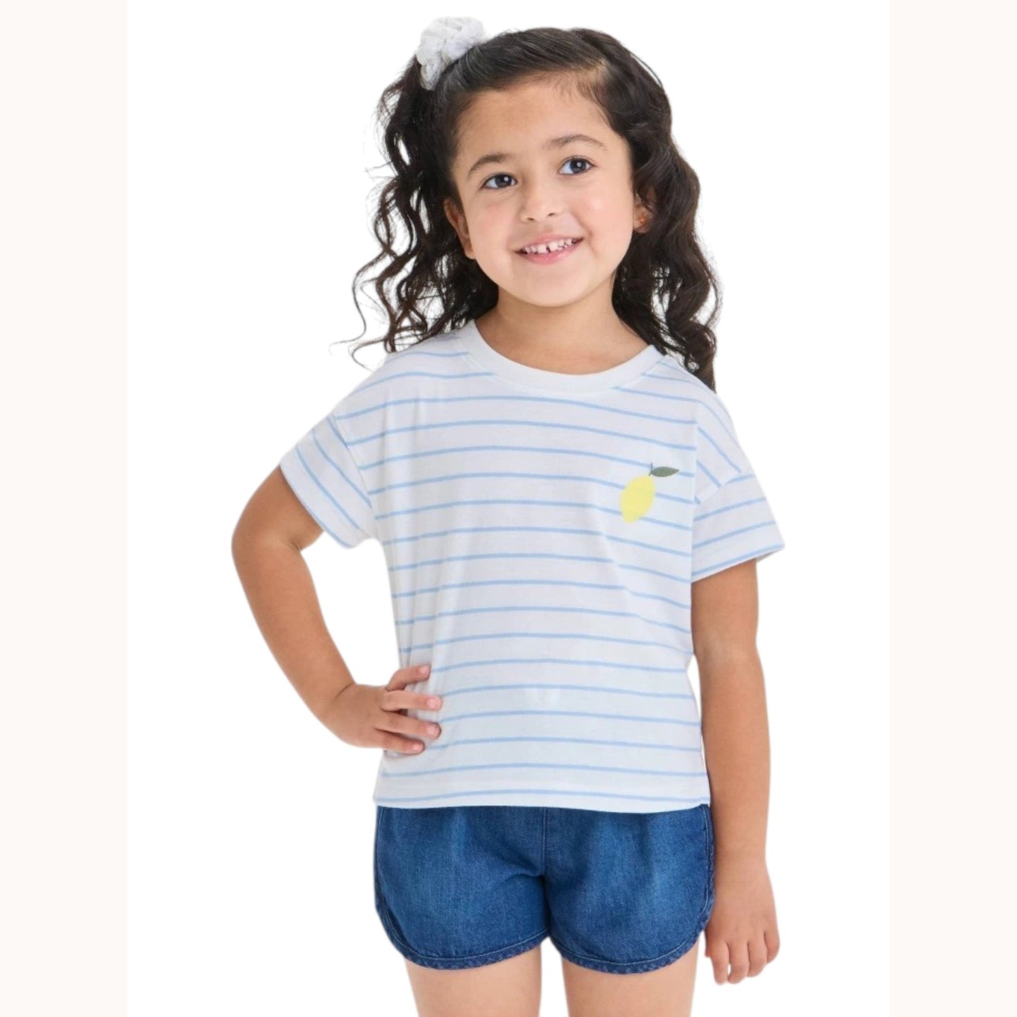 Kids Girl's Striped Top,Blue/White