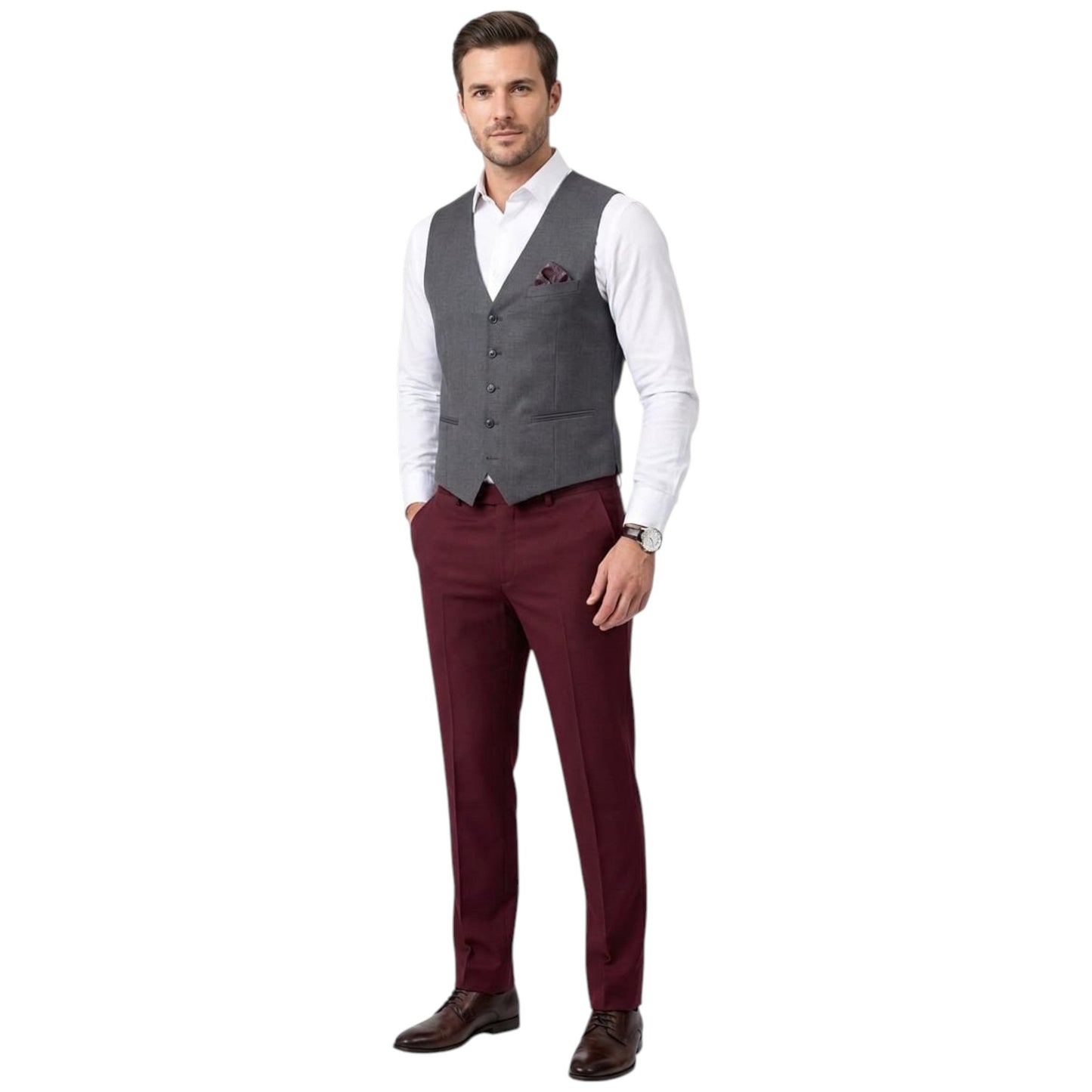 Men's Plain Pant,Burgundy