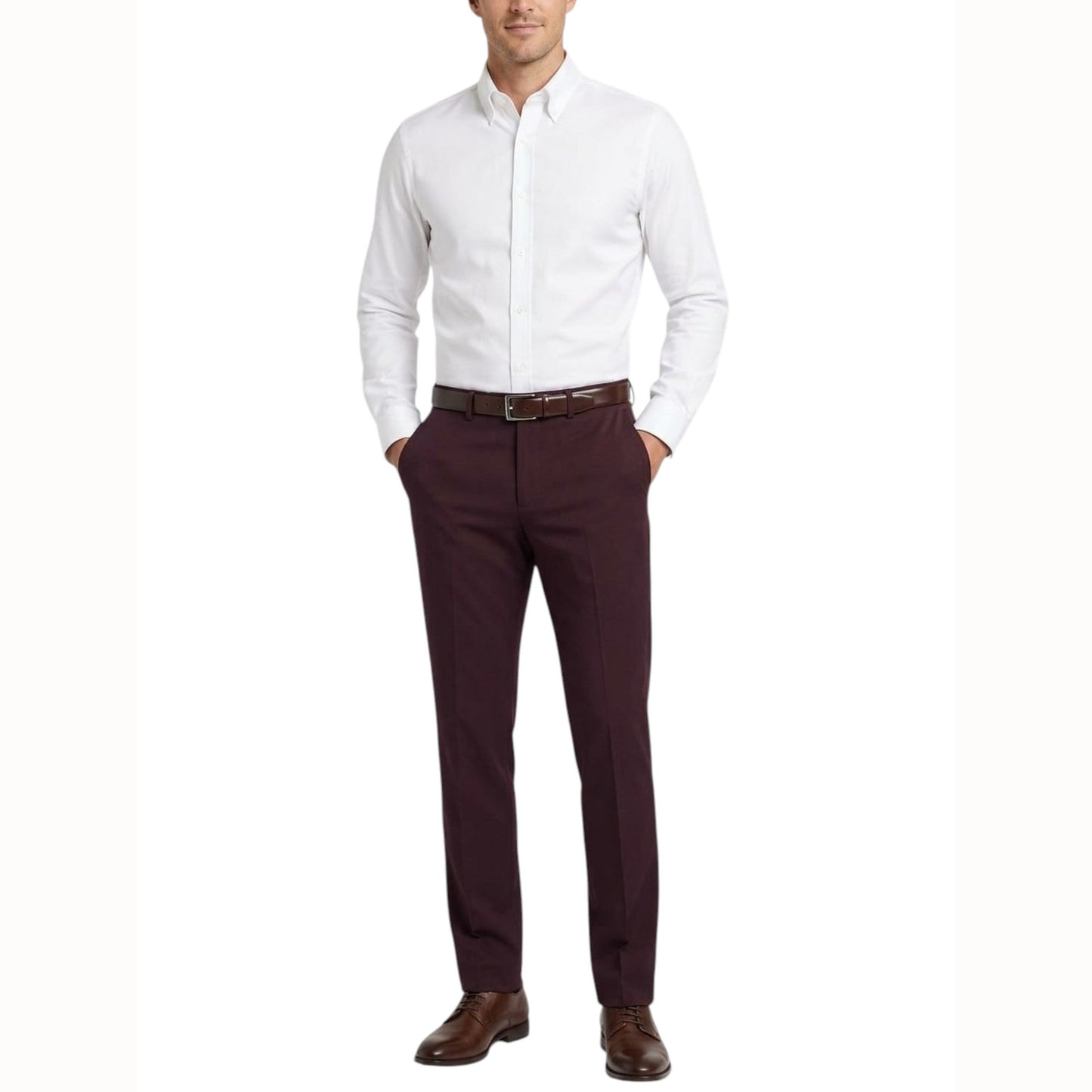 Men's Plain Pant,Burgundy