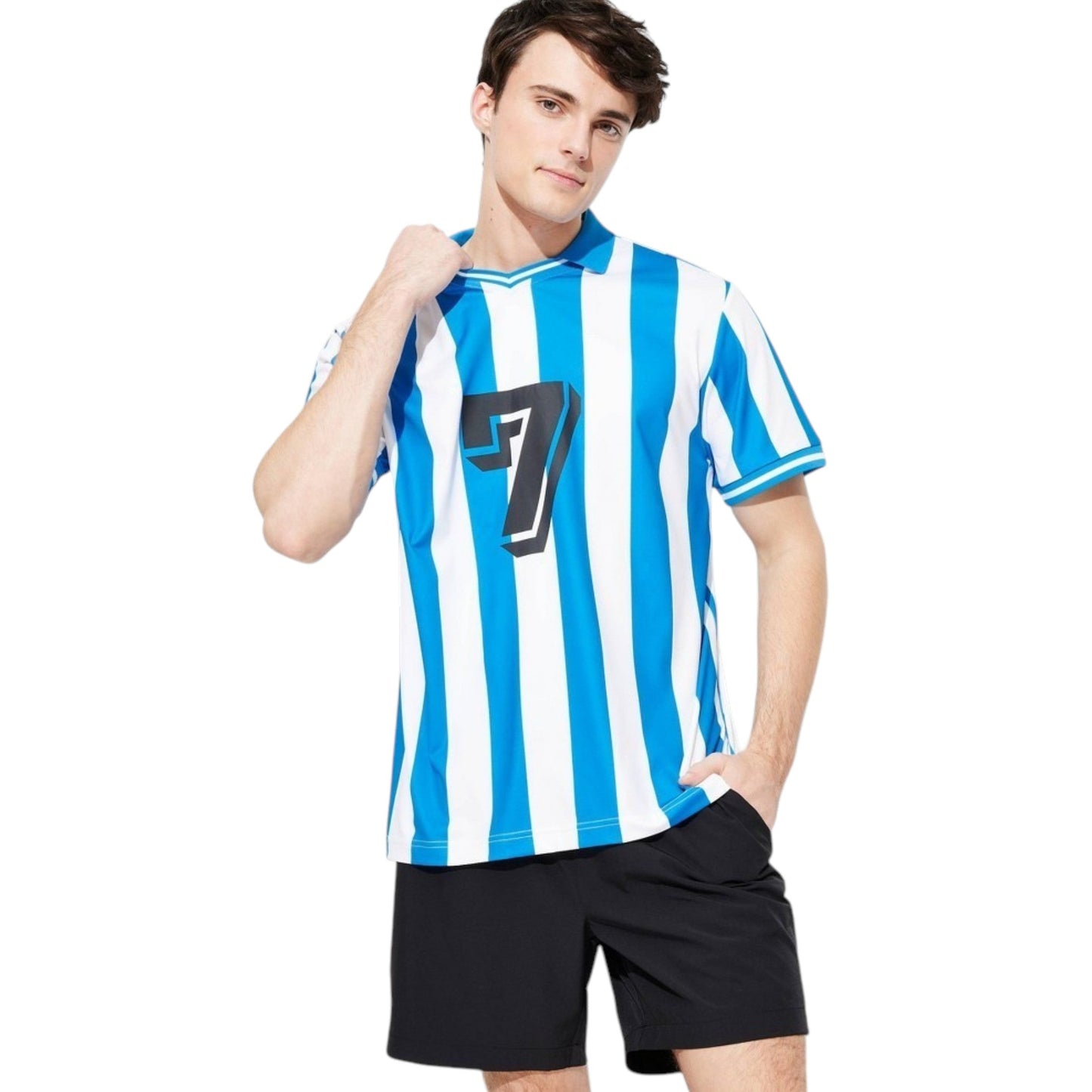 Men's Striped Sport Top,White/Blue