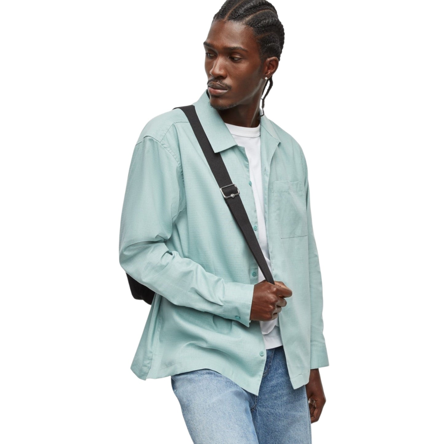Men's Plain Solid Dress Shirt,Mint Green