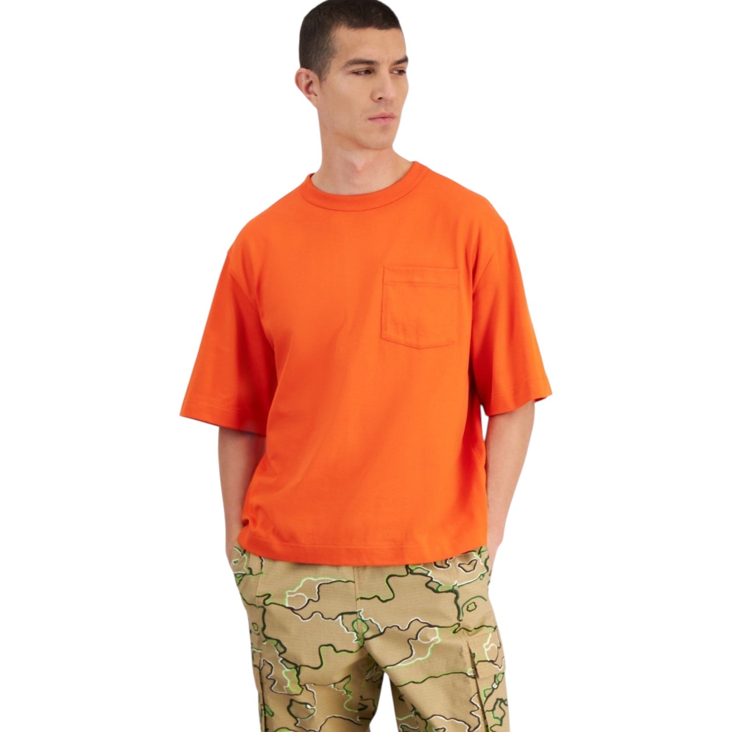 Men's Plain Solid Top,Orange