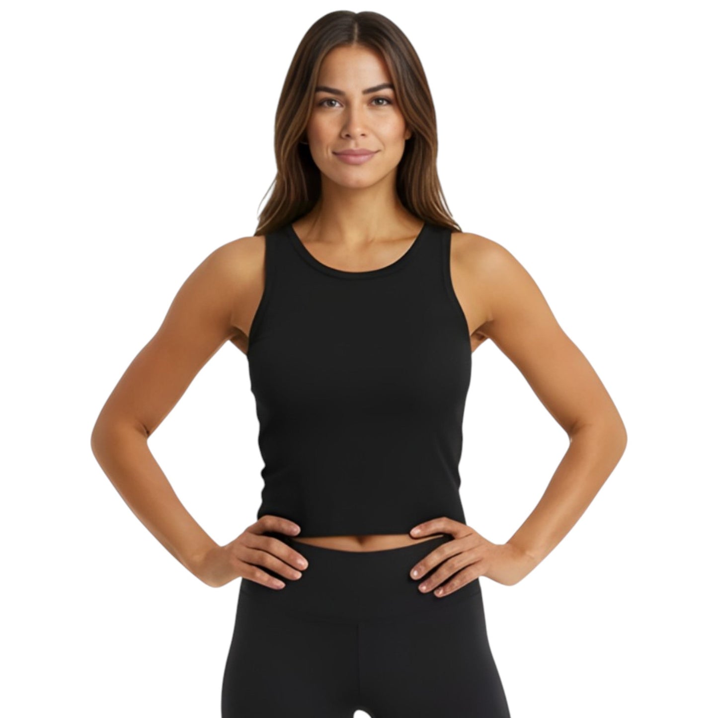 Women's Ribbed Crop Top,Black