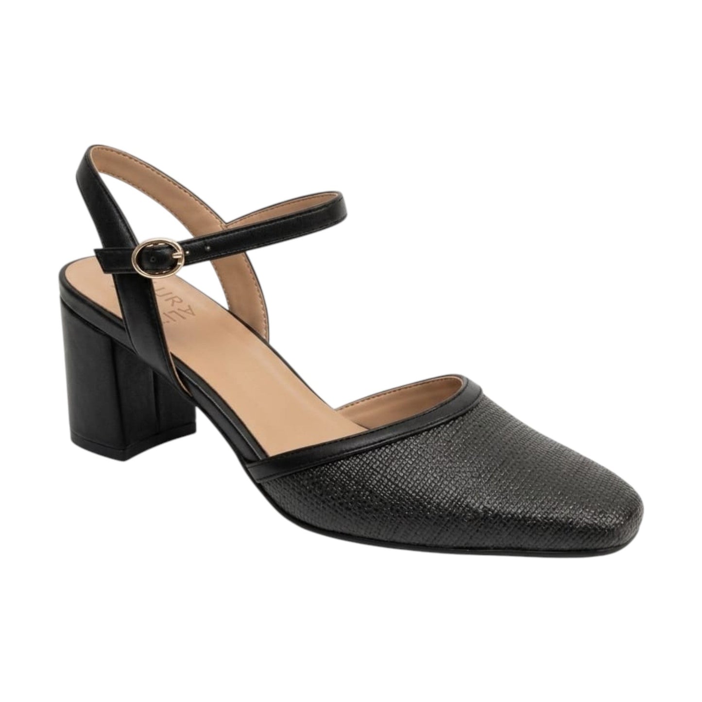 Women's Textured Heeled Shoes,Black