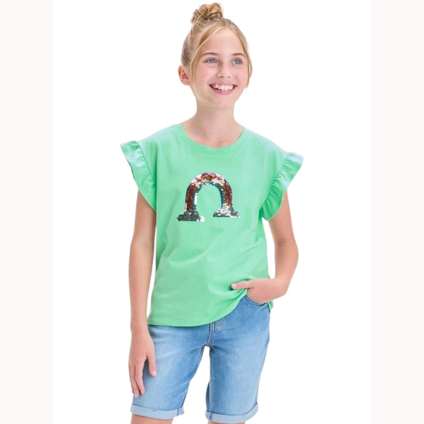 Kids Girl's Sequined Top,Green
