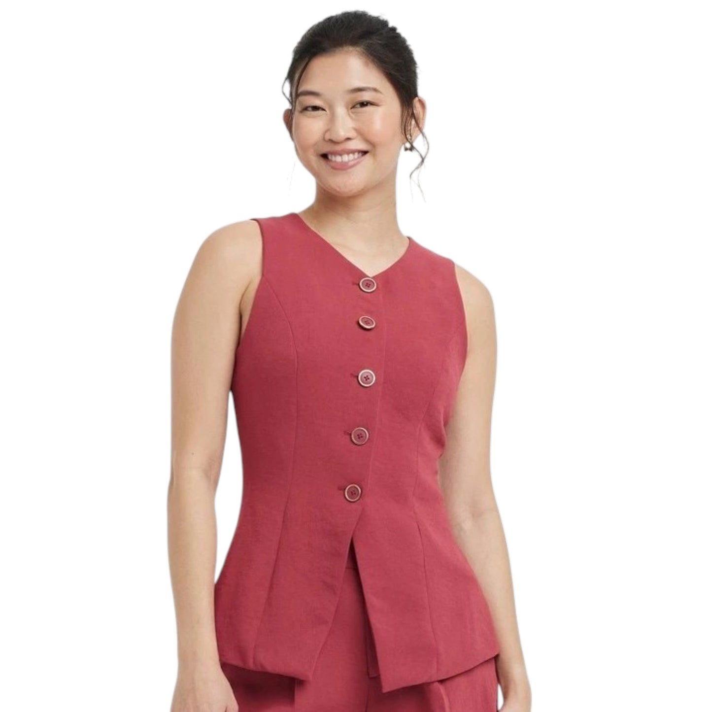 Women's Plain Vest,Burgundy