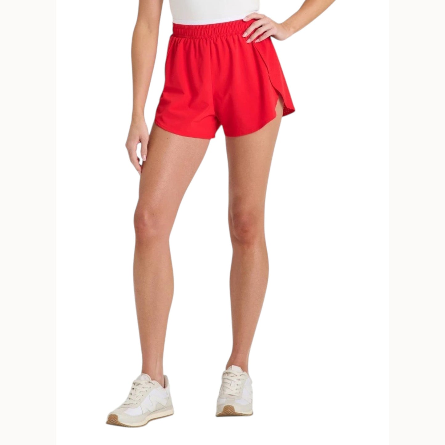 Women's Colorblocked Waist Short,Red