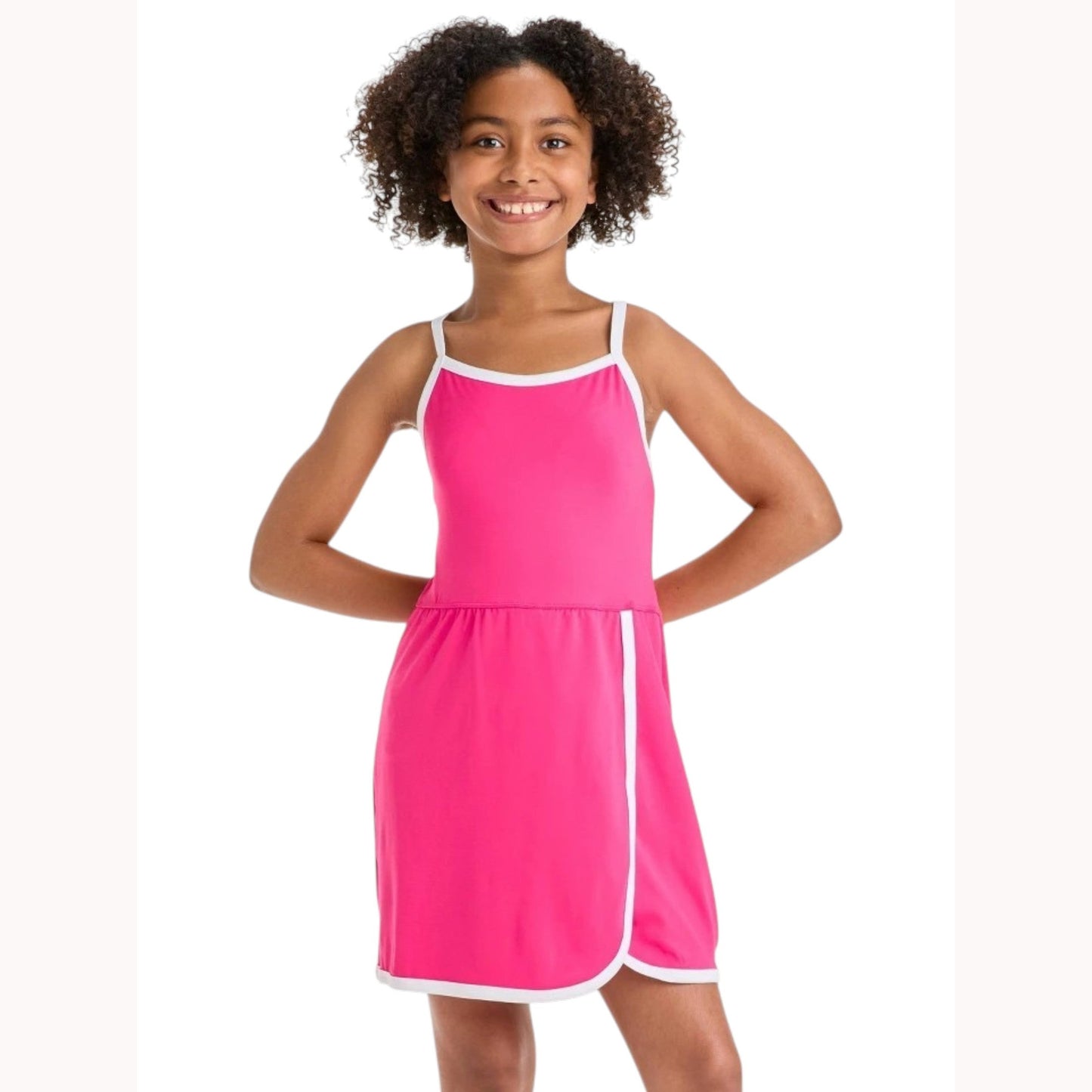 Kids Girl's Plain Solid Dress,Pink