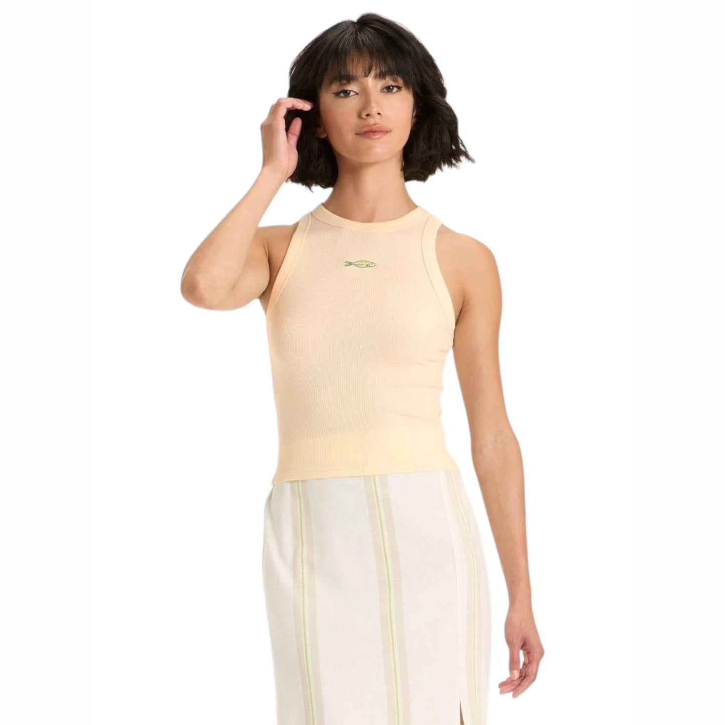 Women's Ribbed Top,Light Beige