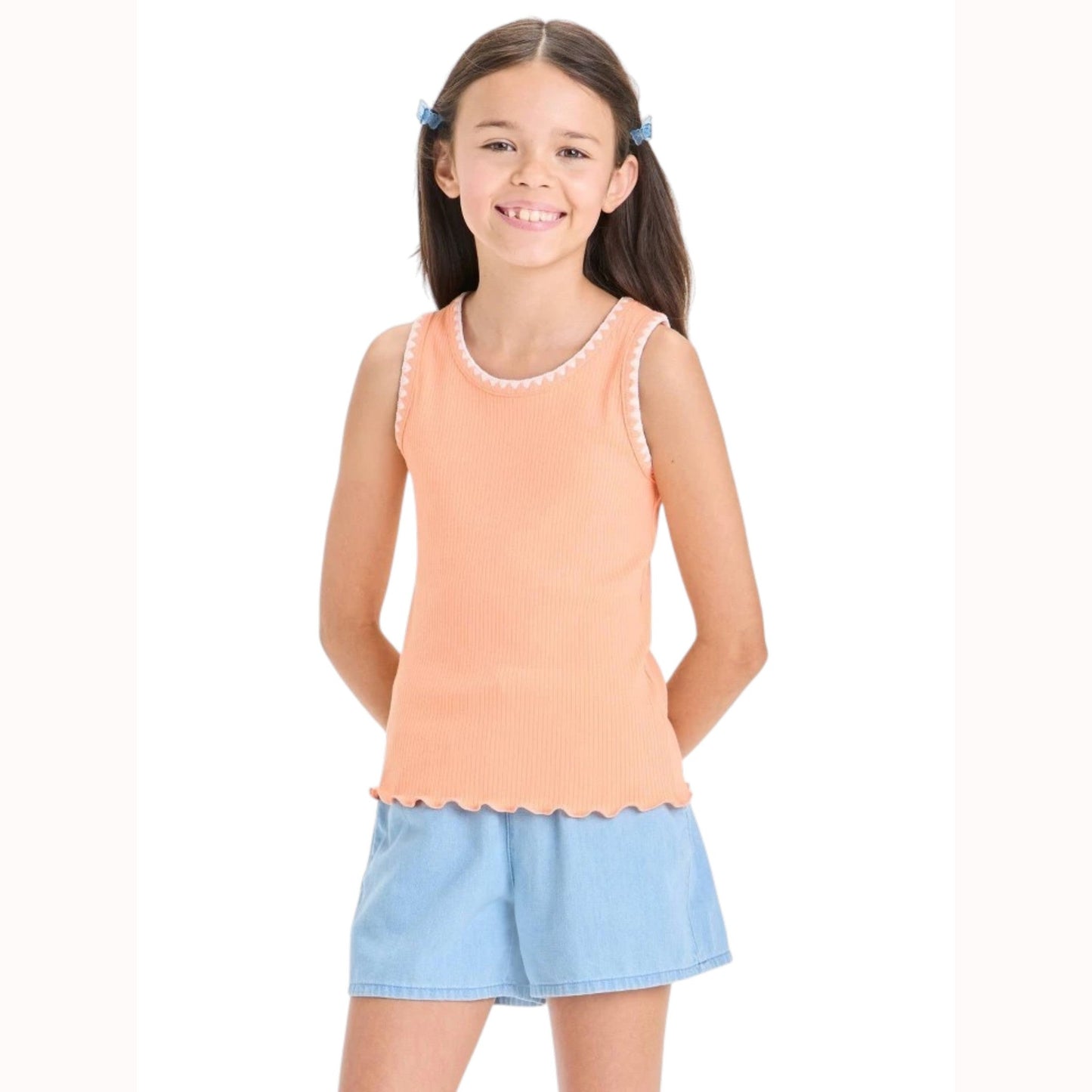 Kids Girl's Ribbed Top,Coral