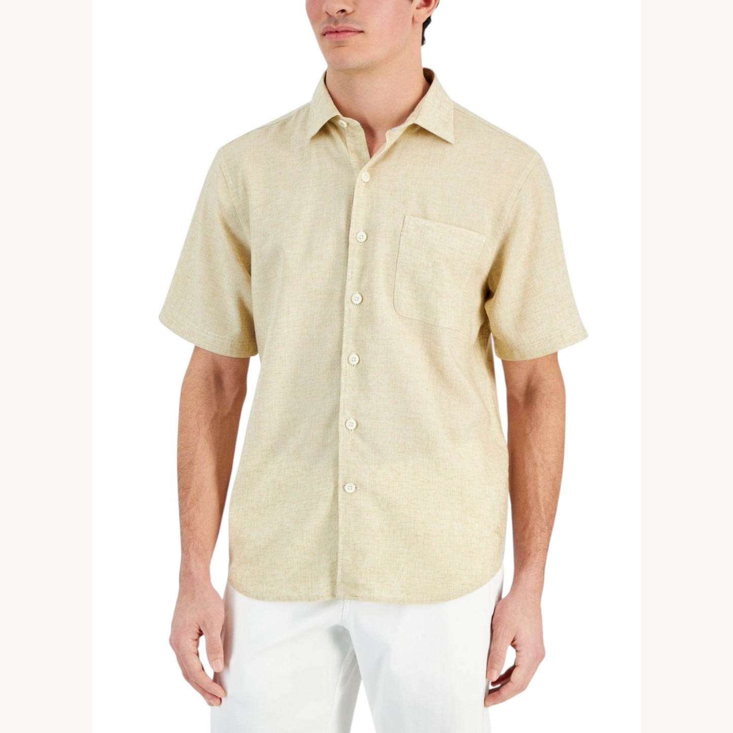 Men's Plain Solid Dress Shirt,Beige