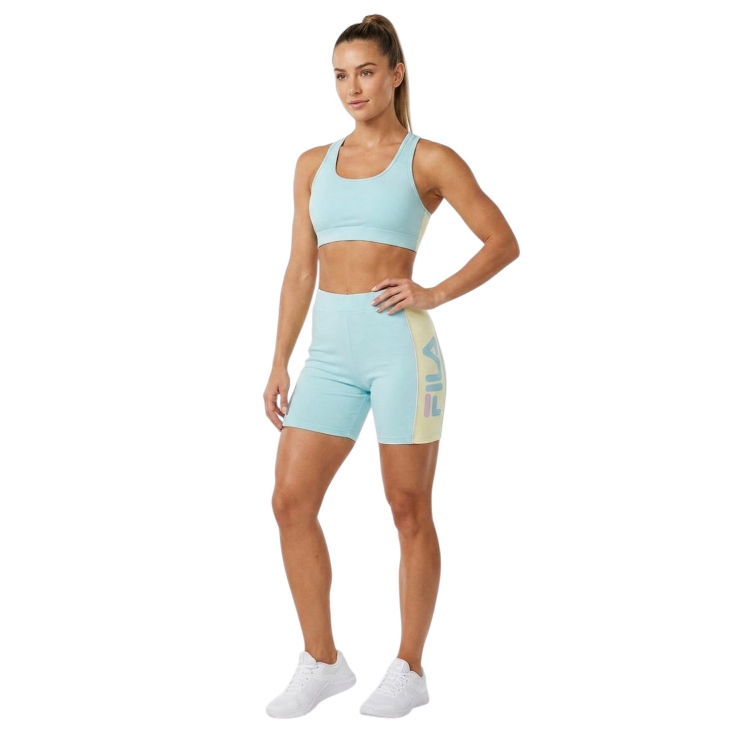 Women's Brand Logo Printed Short Legging,Light Blue
