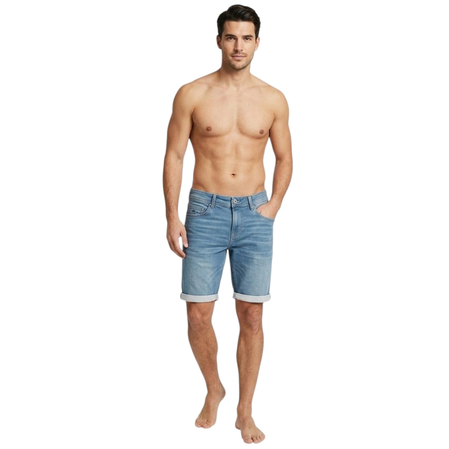Men's Plain Solid Jeans Short,Light Blue