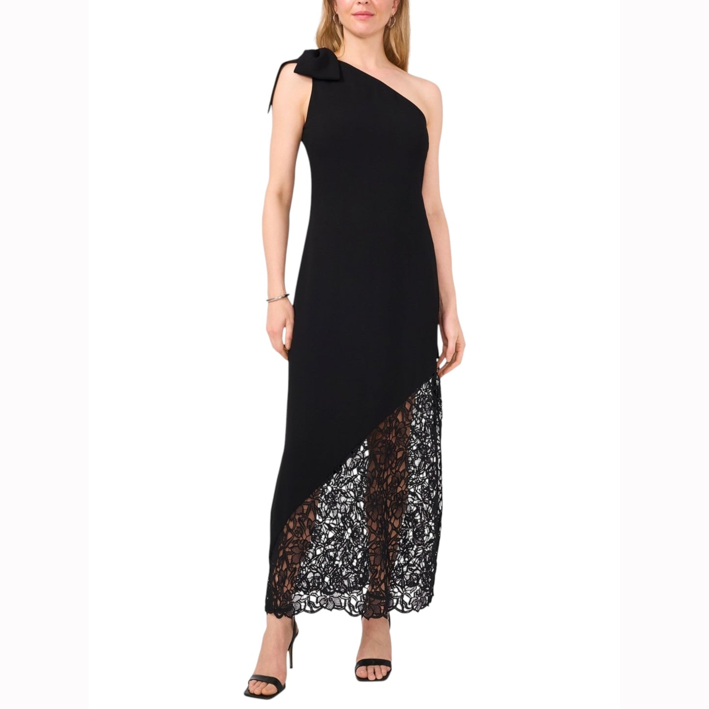 Women's Plain Open Lace Dress,Black