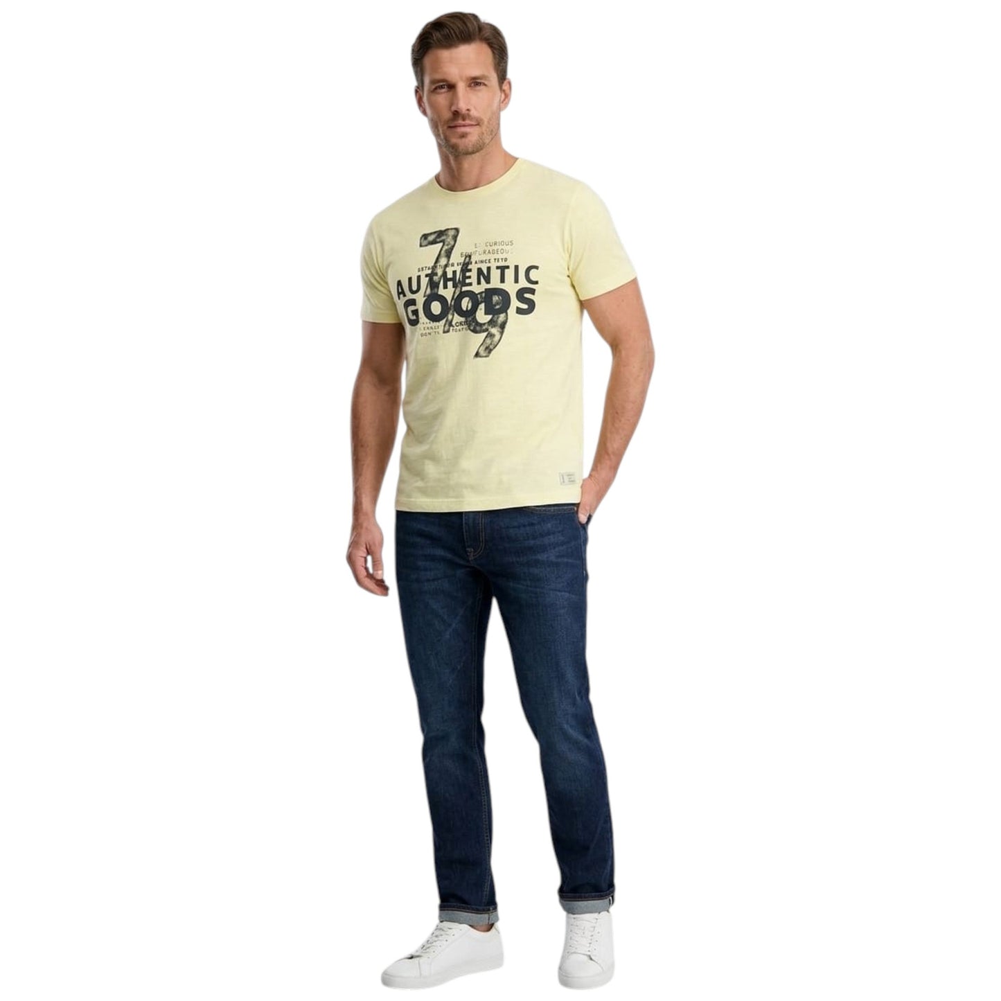 Men's Printed Top,Light Yellow