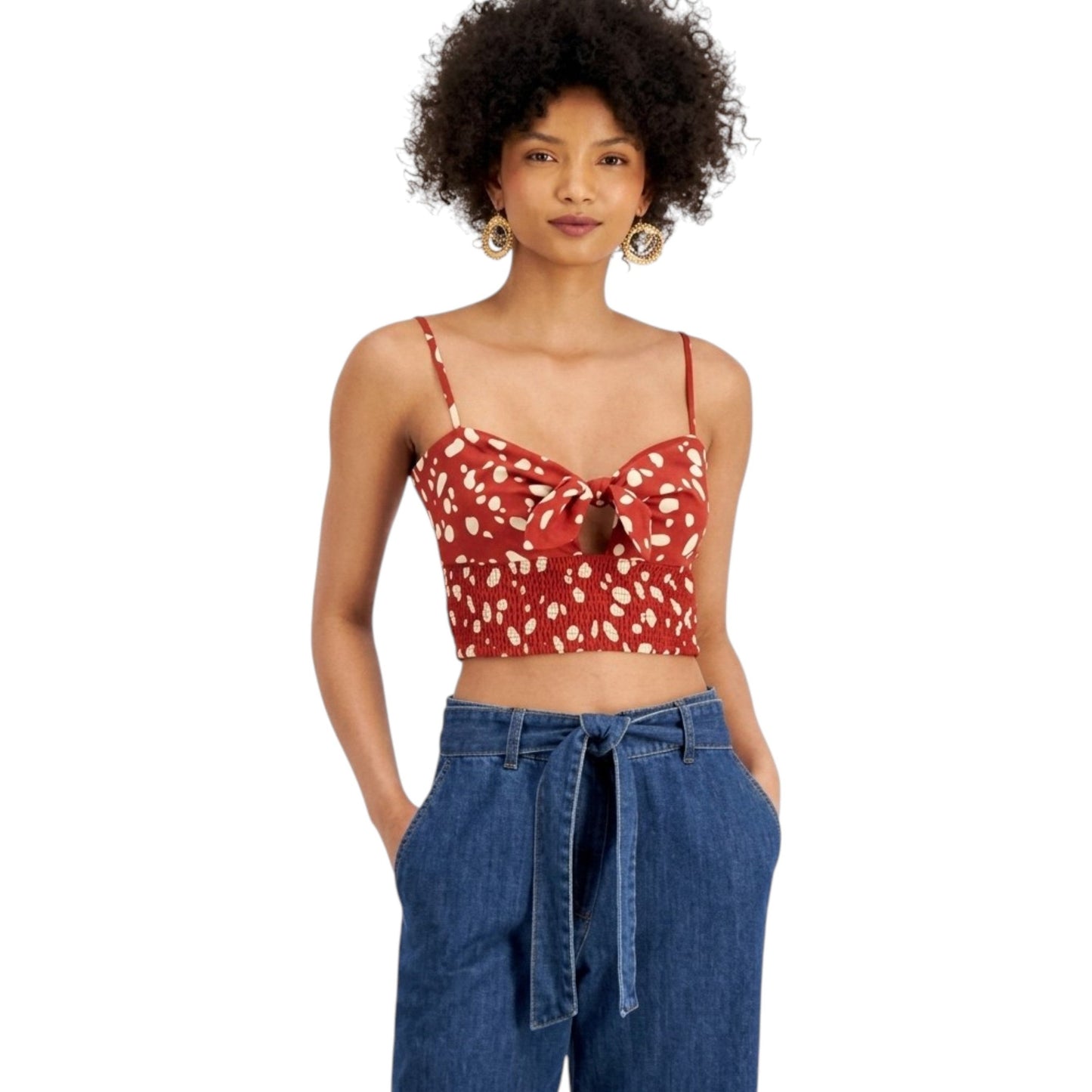 Women's Printed Crop Top,Brick