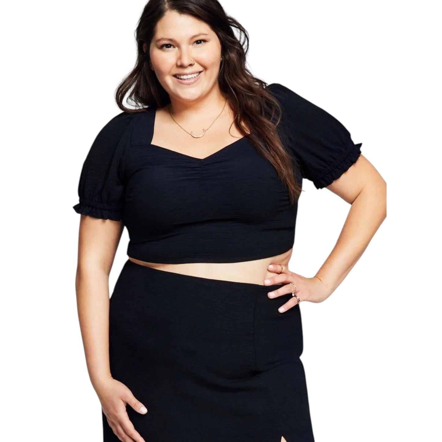 Women's Tie Back Plain Solid Crop Top,Black