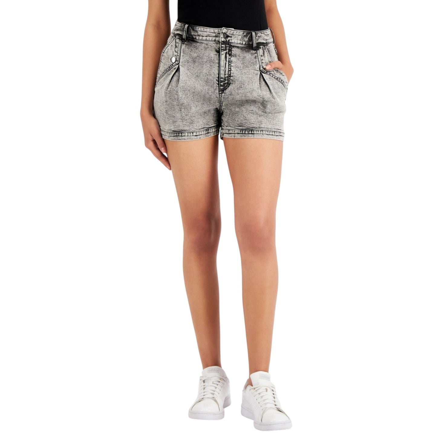 Women's Plain Solid Jeans Short,Grey