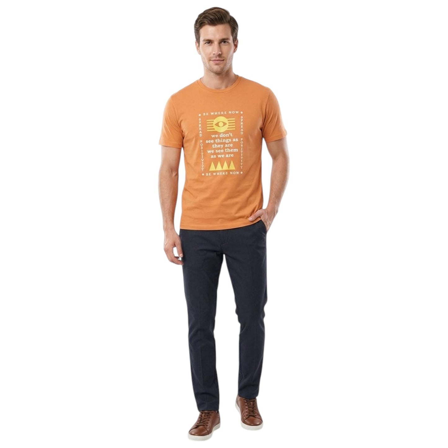 Men's Printed Top,Orange