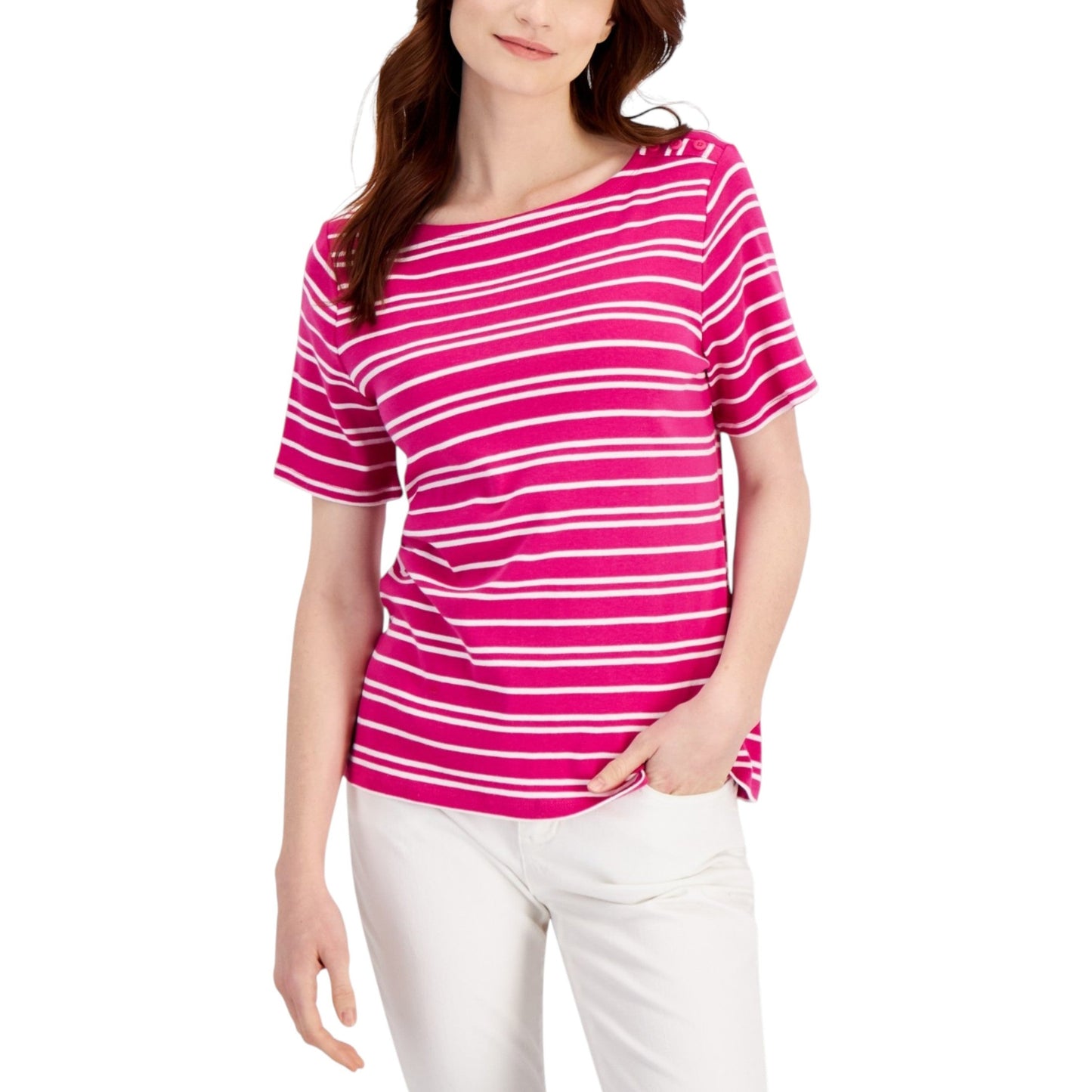 Women's Striped Top,Fauchsia