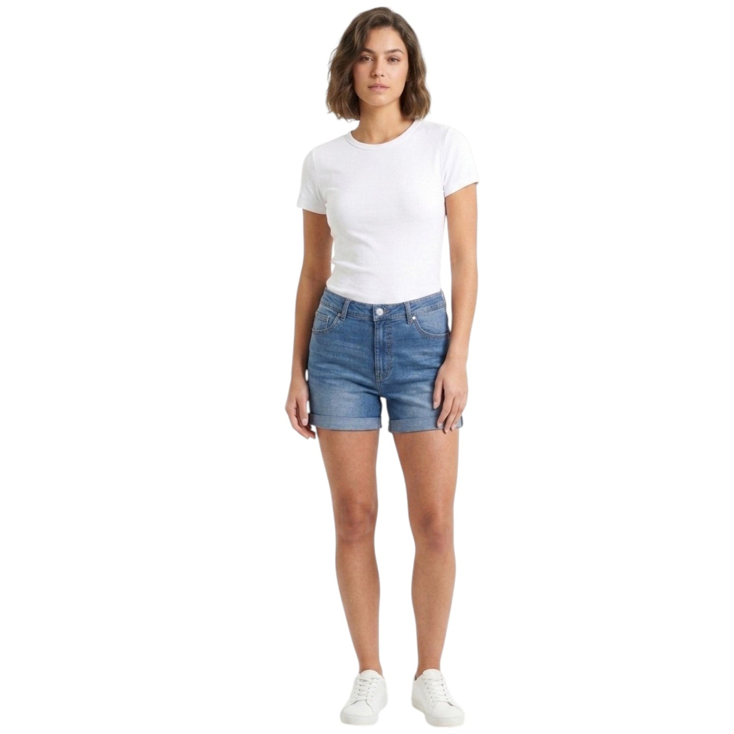 Women's Washed Jeans Short,Dark Blue