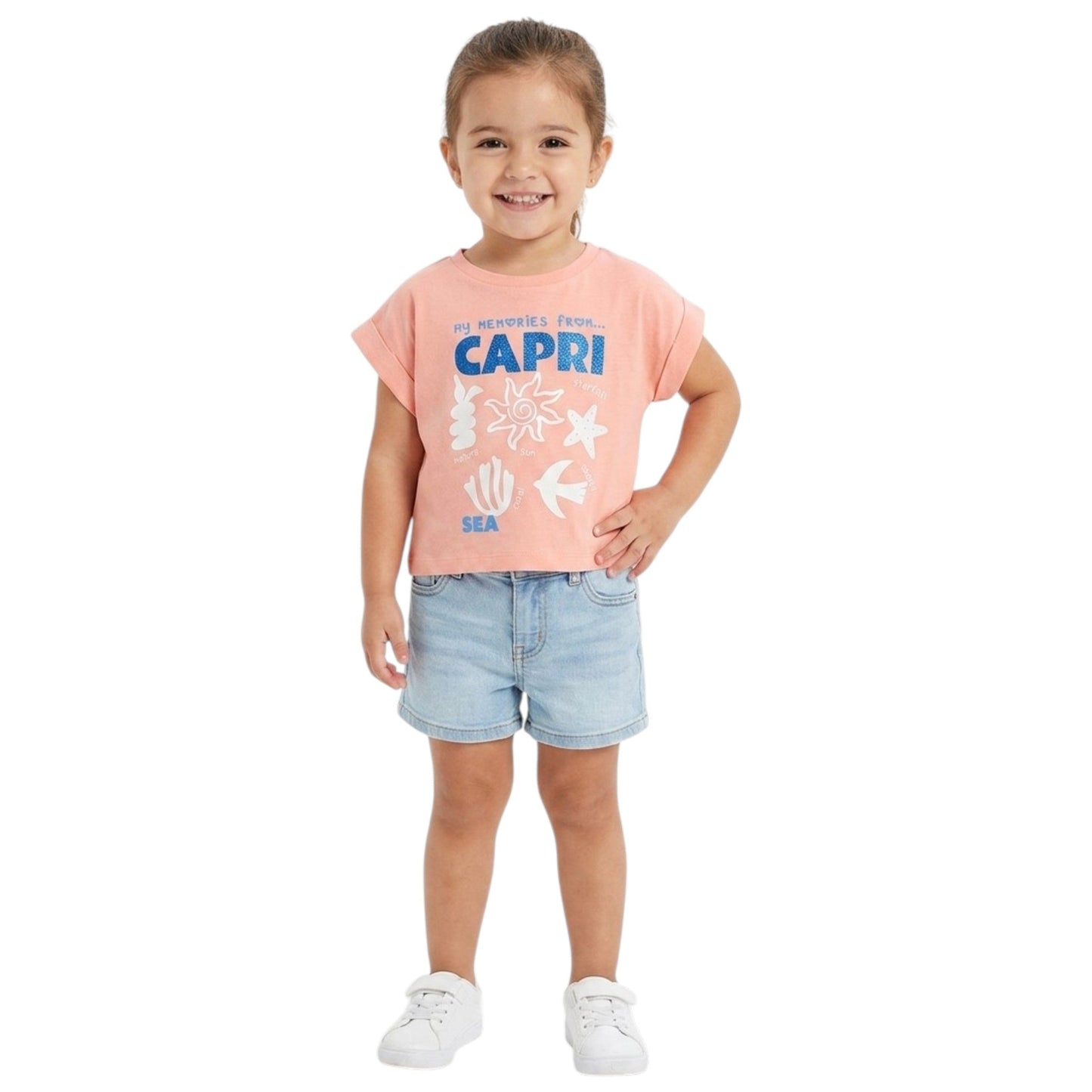 Kids Girl's Printed Top,Light Coral
