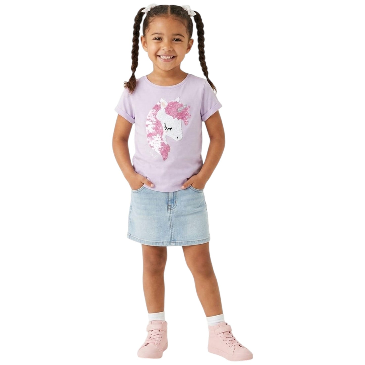 Kids Girl's Sequined Top,Purple
