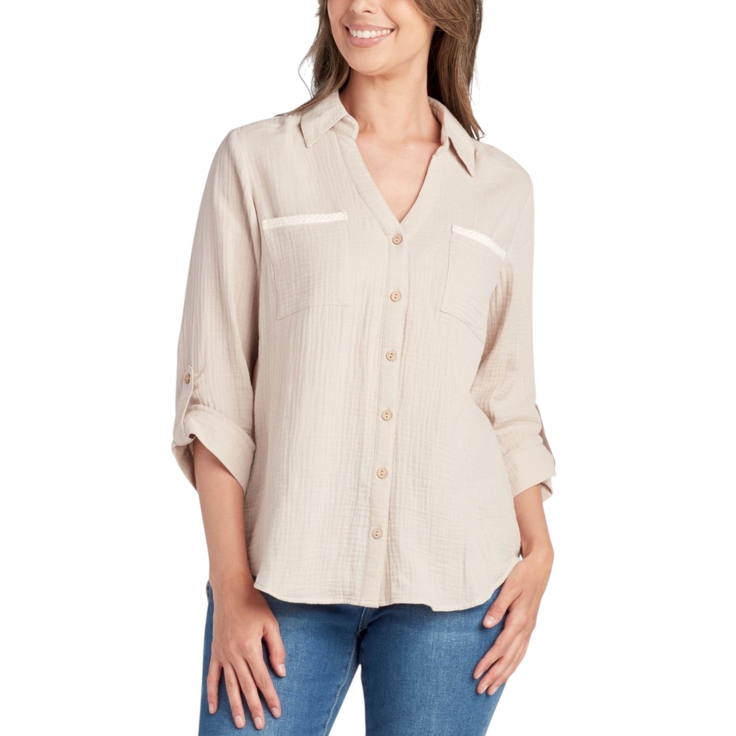 Women's Textured Top,Beige