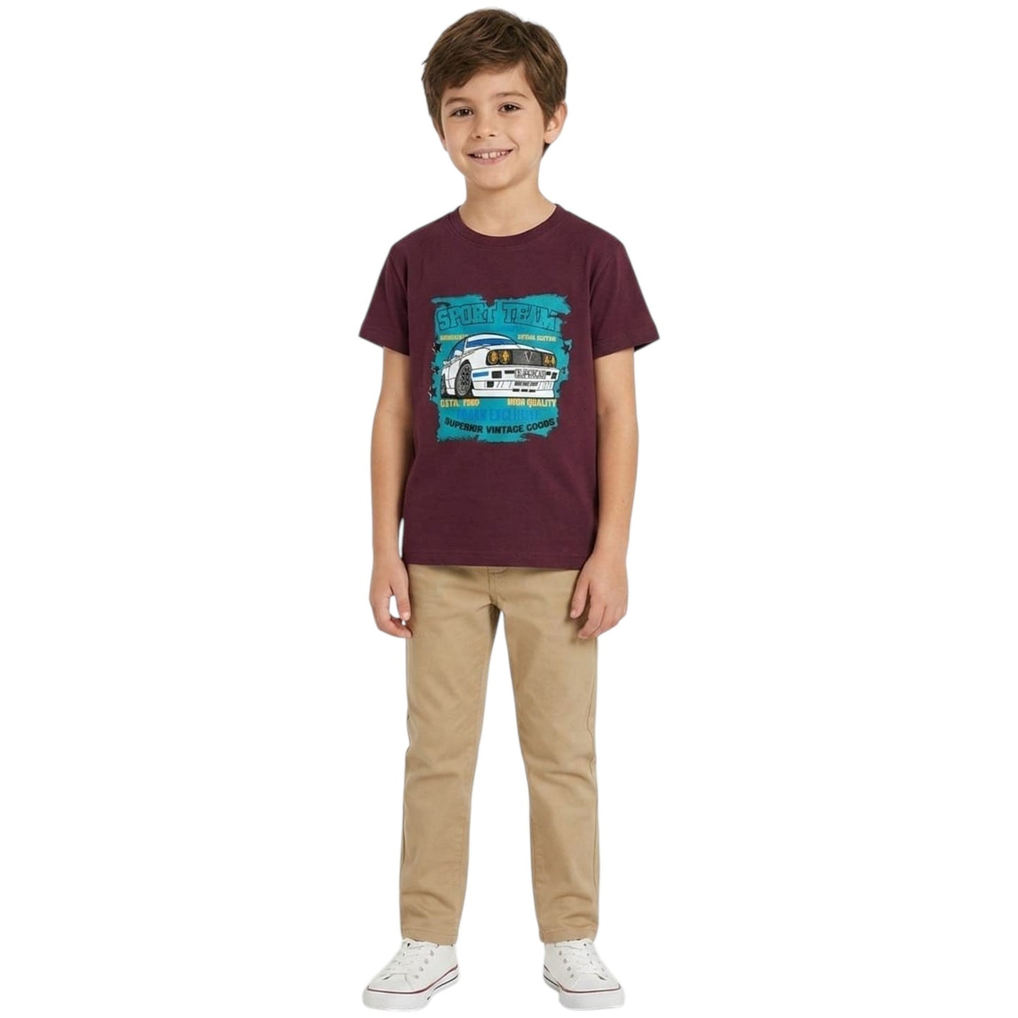 Kids Boy's Printed Top,Burgundy