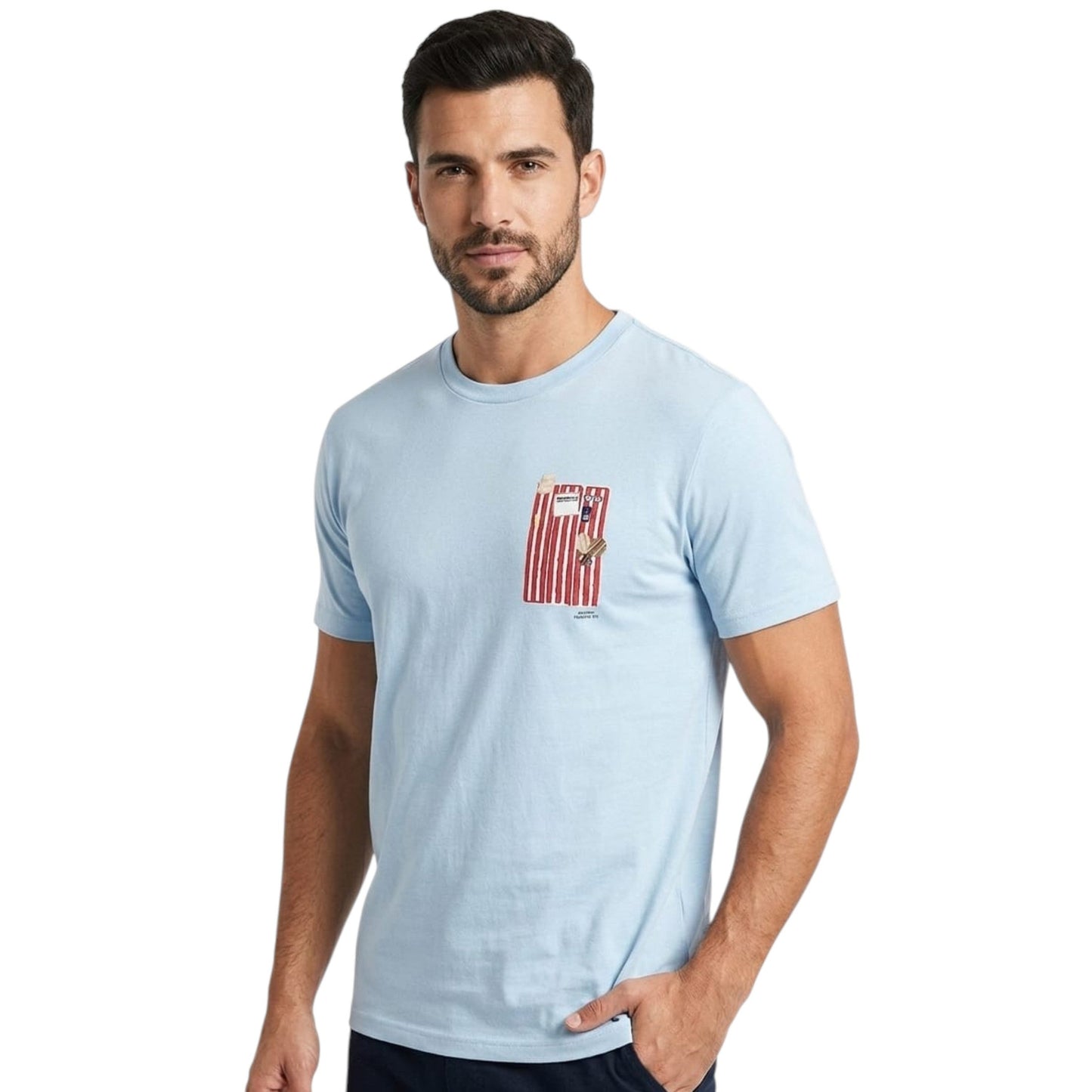 Men's Prited Top,Light Blue